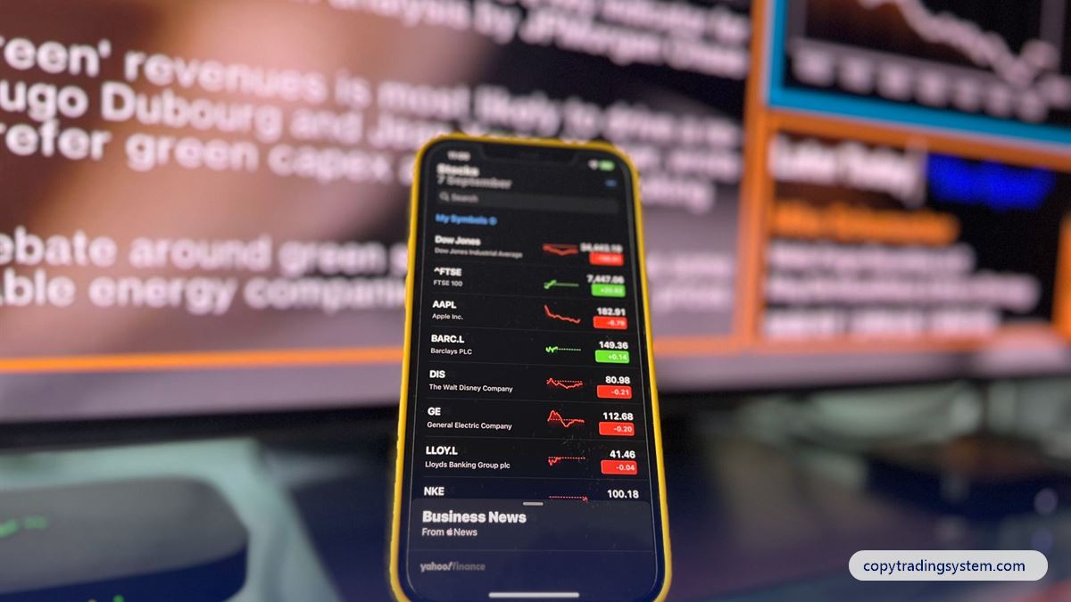 Copy trading vs forex signals: a smartphone in front of a trading screen