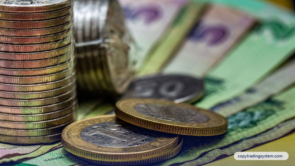 How much money for copy trading: stacked coins and banknotes